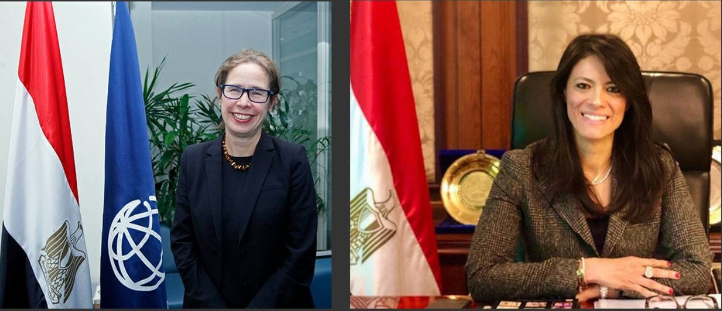 رانيا المشاط وزيرة التعاون الدولي و مارينا ويس، المديرة الإقليمية لمصر واليمن وجيبوتي بالبنك الدولي
